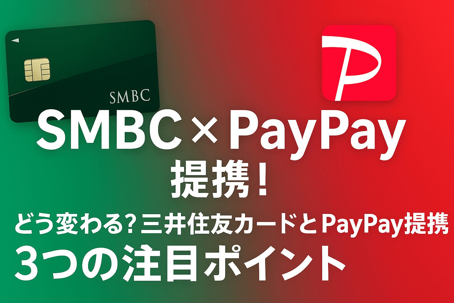 三井住友カードとPayPayの業務提携に関する3つの注目ポイントを解説する記事のアイキャッチ